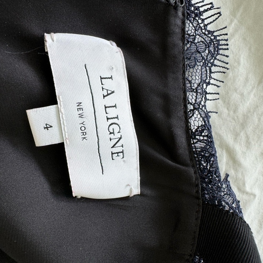La Ligne Maggie Lace-trimmed Silk-georgette Maxi Dress In Midnight Blue - Picture 6 of 12